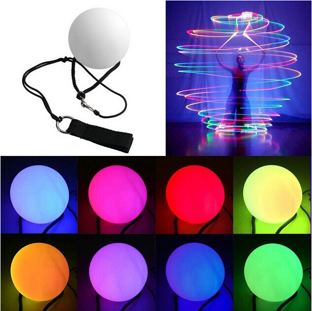 New LED Multi-Coloured Glow POI Thrown Balls Light up For Belly Dance Hand Props 