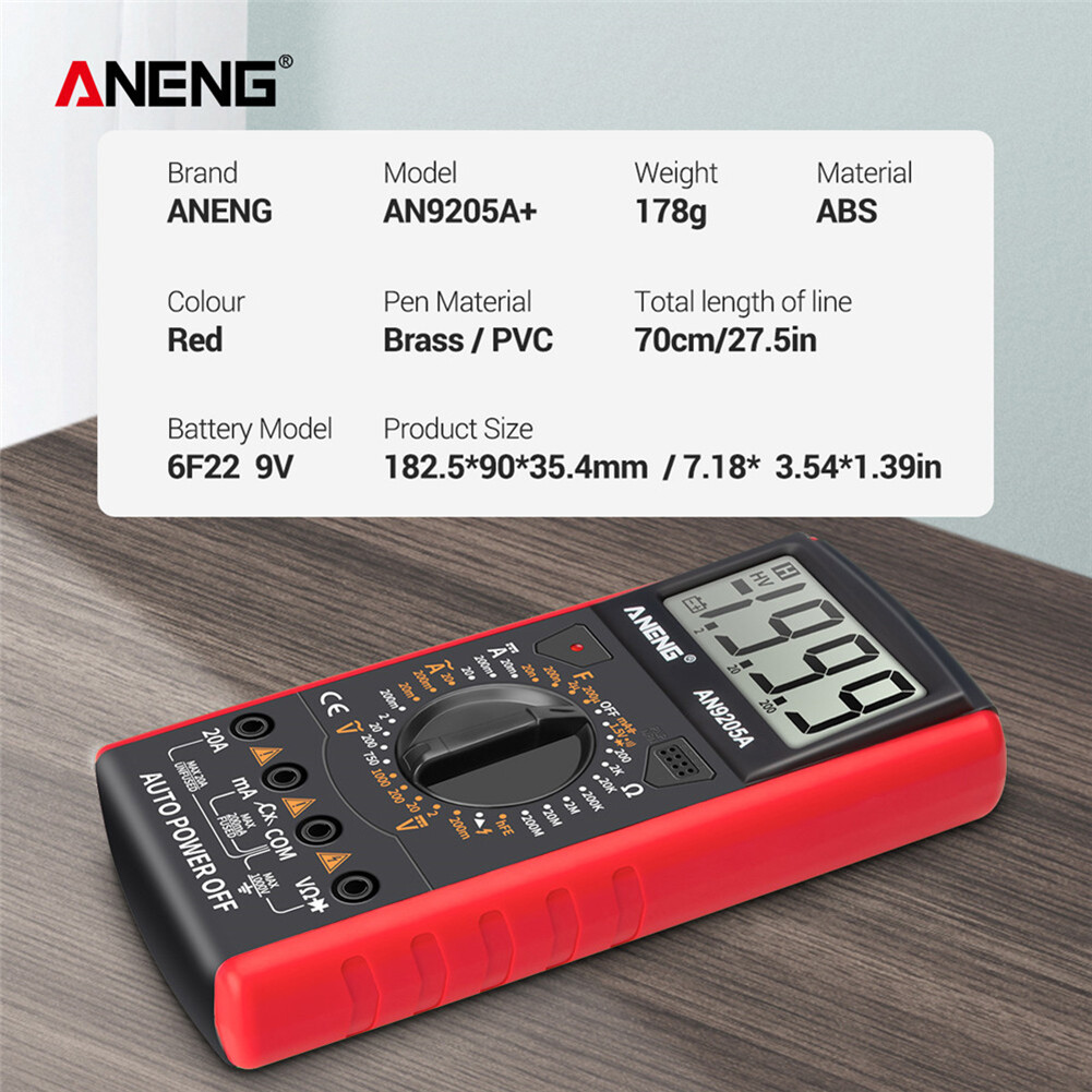 【ANENG】ANENG Đồng Hồ Vạn Năng Kỹ Thuật Số LCD AN9205, Vôn Kế, Ampe Kế Kháng Tester