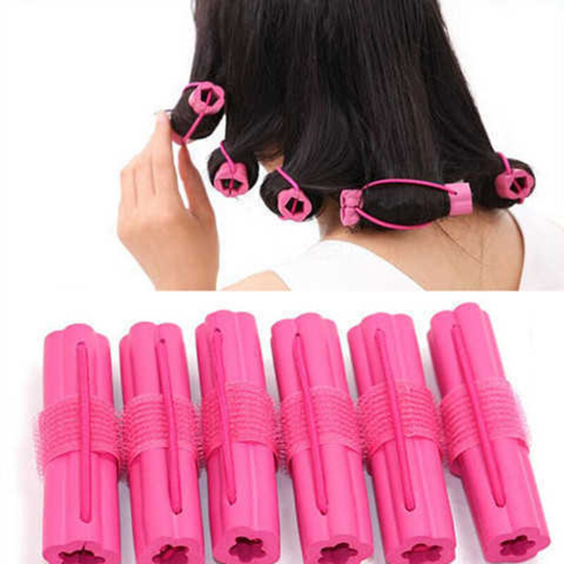 6 cái/bộ dụng cụ uốn tóc dụng cụ tạo kiểu tóc không nhiệt thủ công bộ kẹp gồm 12 con lăn tóc, bộ tạo kiểu uốn tóc tự làm cho nữ tóc dài ngắn