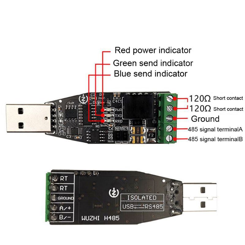 Isolated Industrial USB to RS485 Communication Module TVS Protection Short Circuit Protective Converter Module