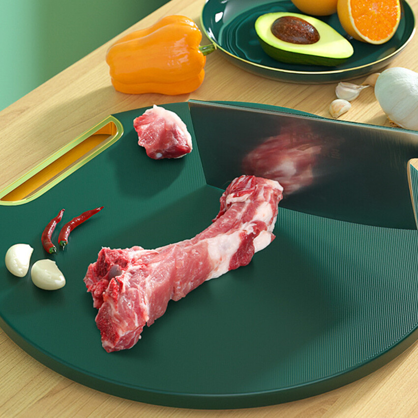 Chopping Blocks Thickened Cutting Board Anti-Mildew Non-Slip PE Plastic Round Rotatable Sticky Board Pad Cutting Board Kitchen