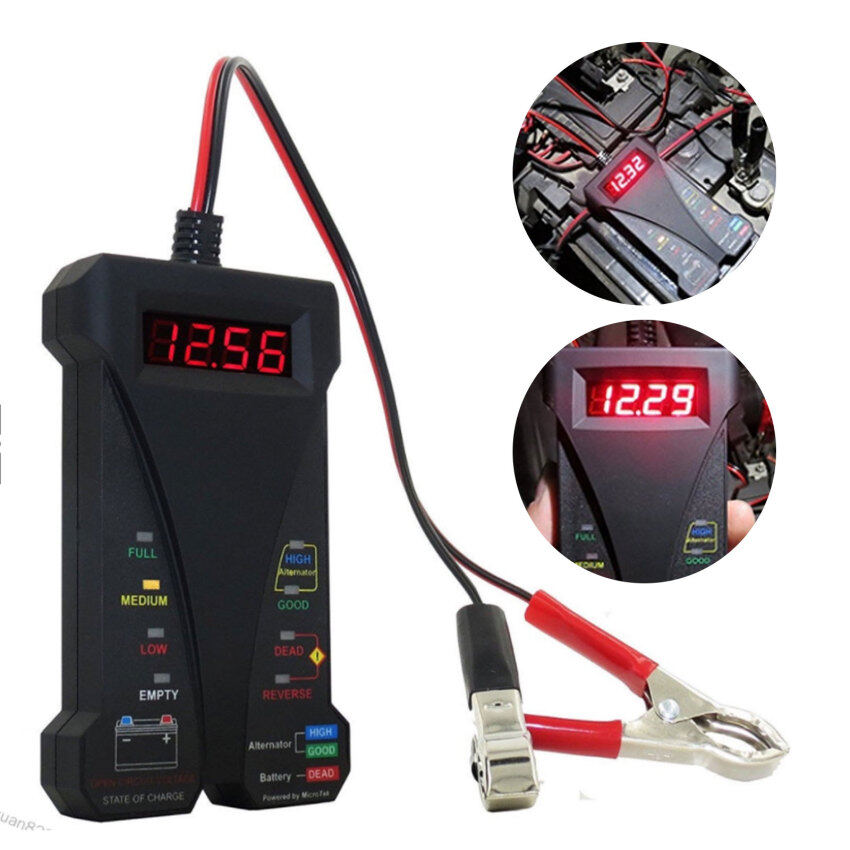 12V Digital Display Battery Alternator Tester Display Volt Check Car Motorcycle Tool Voltmeter and Charging Test System Analyzer Diagnostic Tool