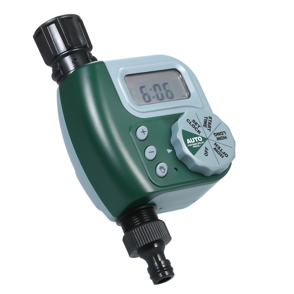KKmoon Automatic Water Timer Outdoor Garden Irrigation Controller 1-Outlet Programmable Hose Faucet Timer Garden Automatic Watering Device without B-attery Green