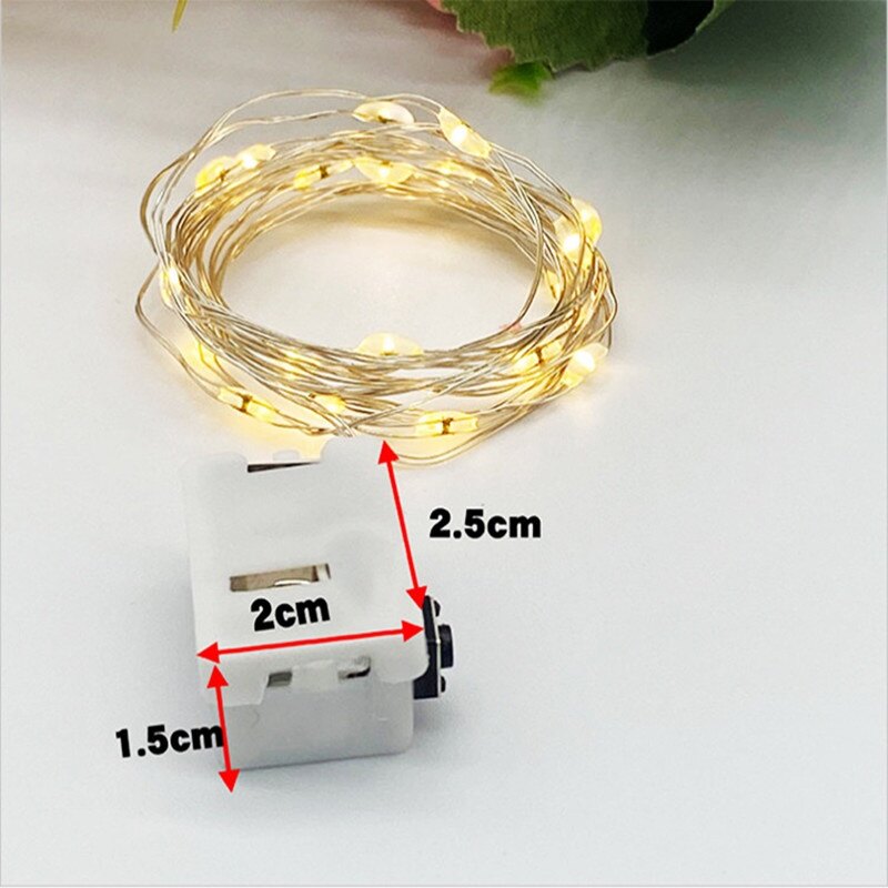 Đèn Dây 1/2M 10/20LED Đèn Trang Trí Chạy Pin Dây Đồng Cổ Tích