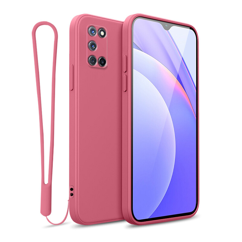 YBD case For OPPO A52 A92 Accurate camera hole protection Casing ,Thin Soft Liquid Silicone Cover Candy Color Cases with free phone Lanyard