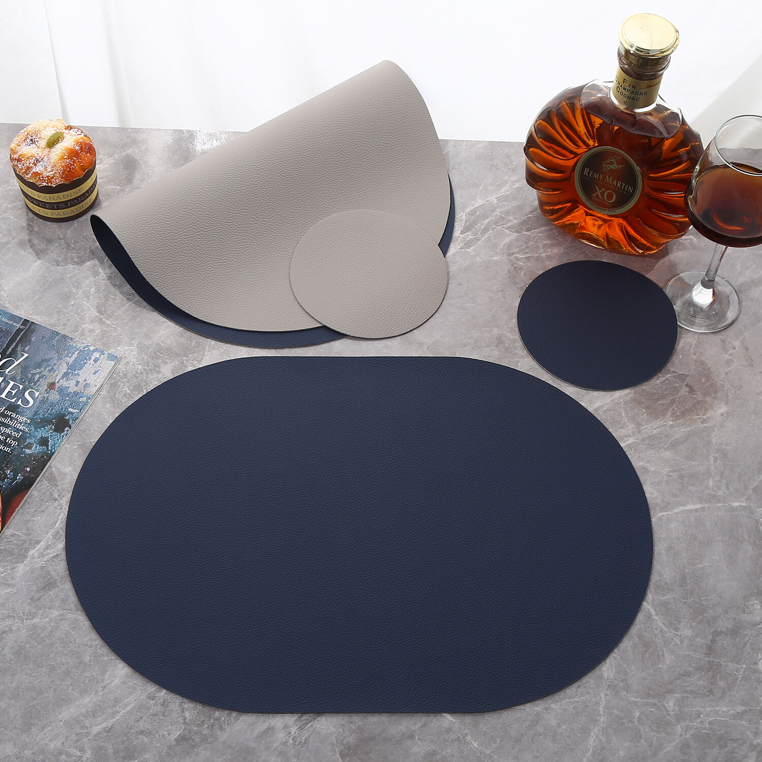Xiaxuannai Placemat for Dining Table Kitchen Place Mat for Holiday Parties Family Gatherings Patio and Daily Use Table Decoration Leather table mat