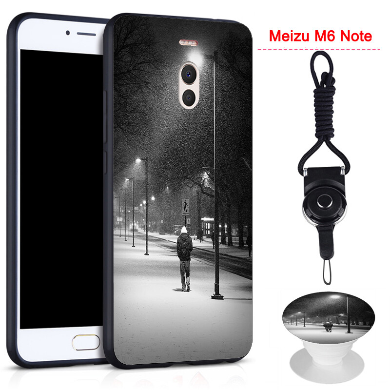 New Arrival For Meizu M6 Note Phone Case for Meizu Silicon Soft Case Cover  with the Same Pattern phone bracket and a Rope