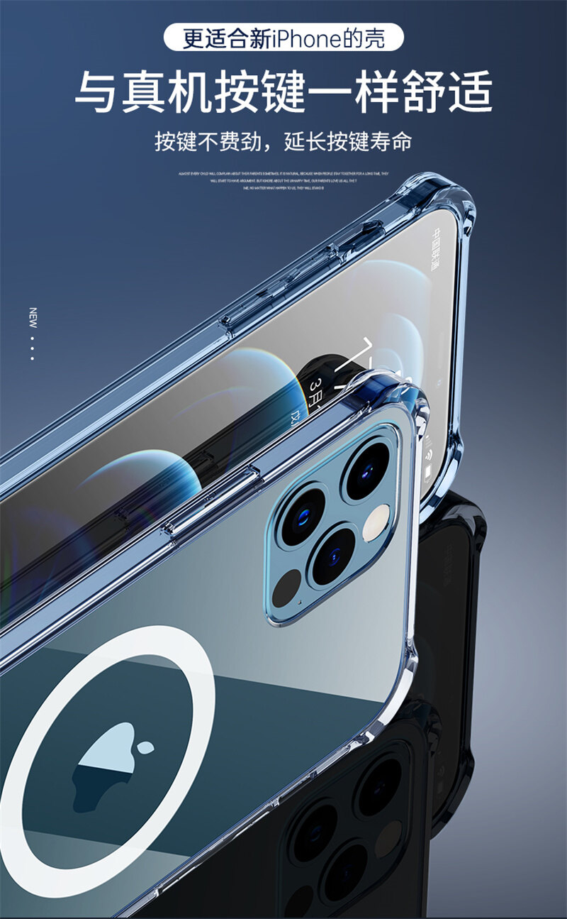 Ốp Điện Thoại Trong Suốt Cho iPhone 14 Pro Max 13 Mini 13 Pro Max 12 Pro Max 12 Mini 11 Pro Max Ốp Lưng Trong Suốt Sang Trọng Sạc Không Dây Magsafe Hỗ Trợ