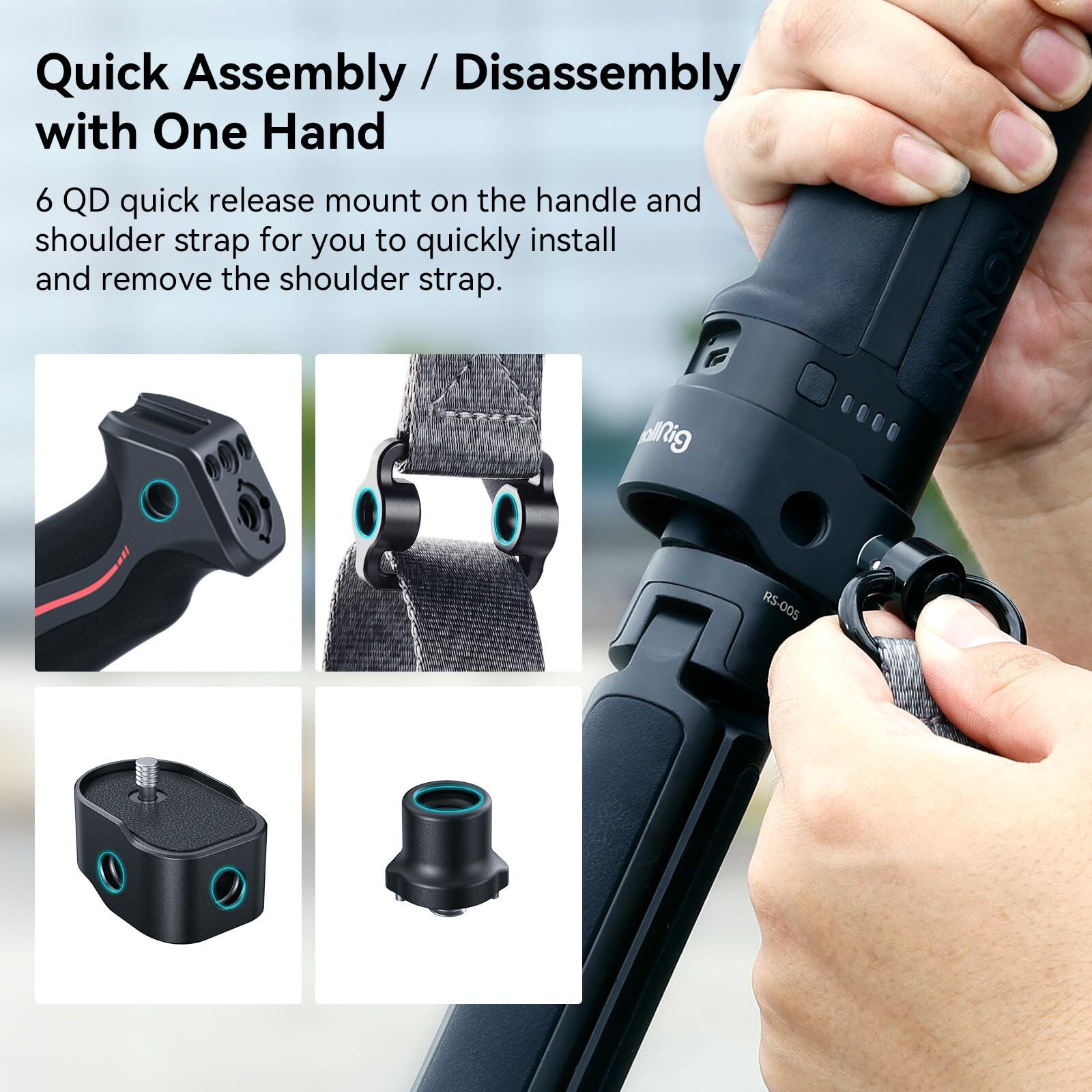 SmallRig Dây đeo có thể điều chỉnh tay cầm chống rung Handgrip với trọng lượng-giảm dây đeo vai cho DJI RS 3 / RS 3 Pro / RS 2 cho góc thấp bức ảnh 4383 / 4118