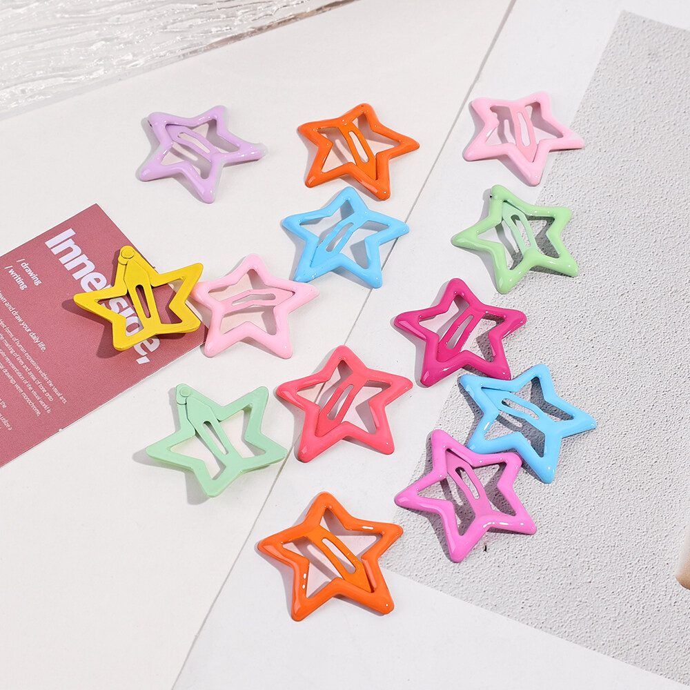 Kẹp tóc hình ngôi sao Y2K mini dễ thương/Kẹp Tóc trang trí bằng kim loại cho trẻ em/Phụ kiện tóc năm cánh màu kẹo