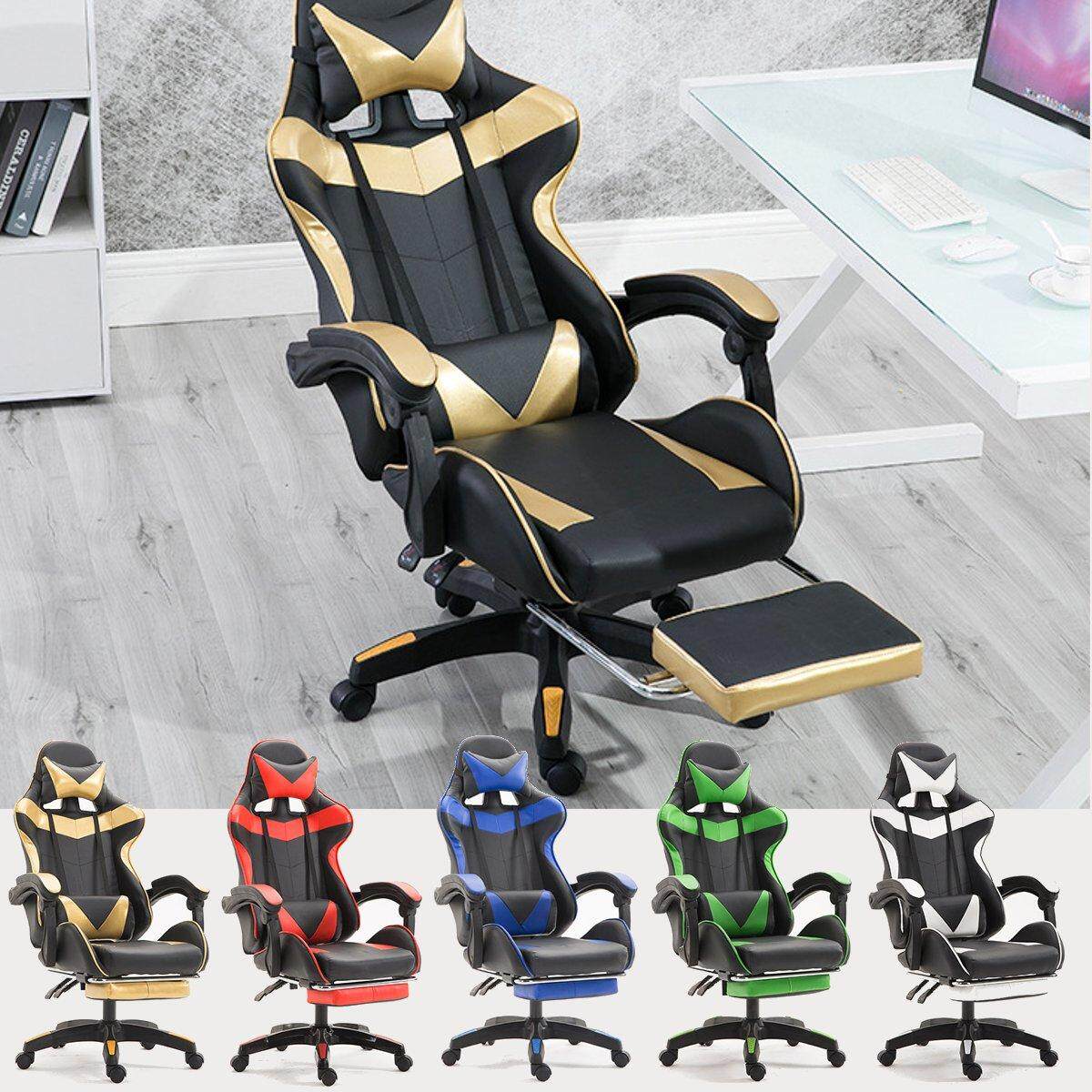 PU Leather Chair Racing Gaming Office High Back Ergonomic Recliner With Footrest