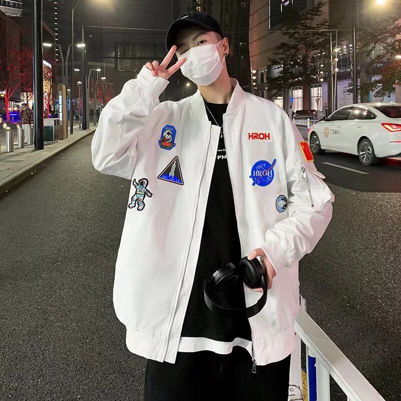 Suikone ผู้ชาย High Street Ruffian หล่อชุดเบสบอลตราเย็บปักถักร้อยแจ็คเ ...