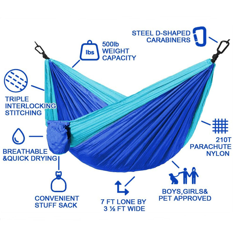 Yoomee Võng Cắm Trại Đôi Cỡ Lớn Võng Dây Đeo Cây Di Động Võng Du Lịch Bằng Nylon 210T Võng Dù Nhẹ
