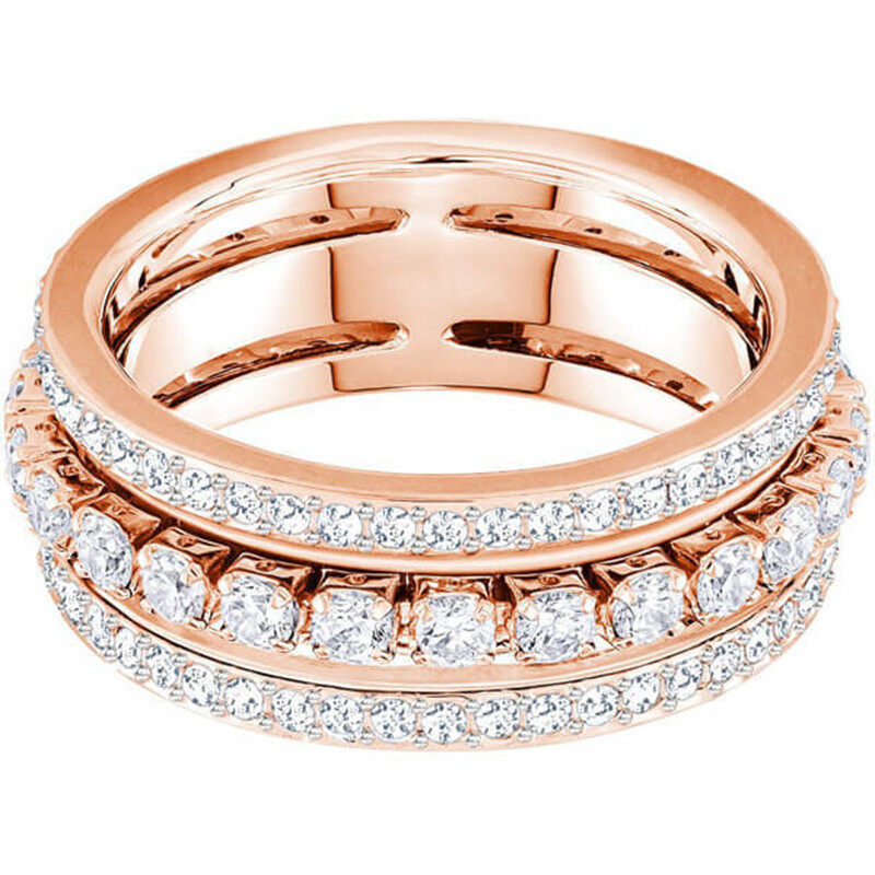 Rose Gold Three Ring Ring Fashion Creative Design Women Couple Ring for Anniversary Gift