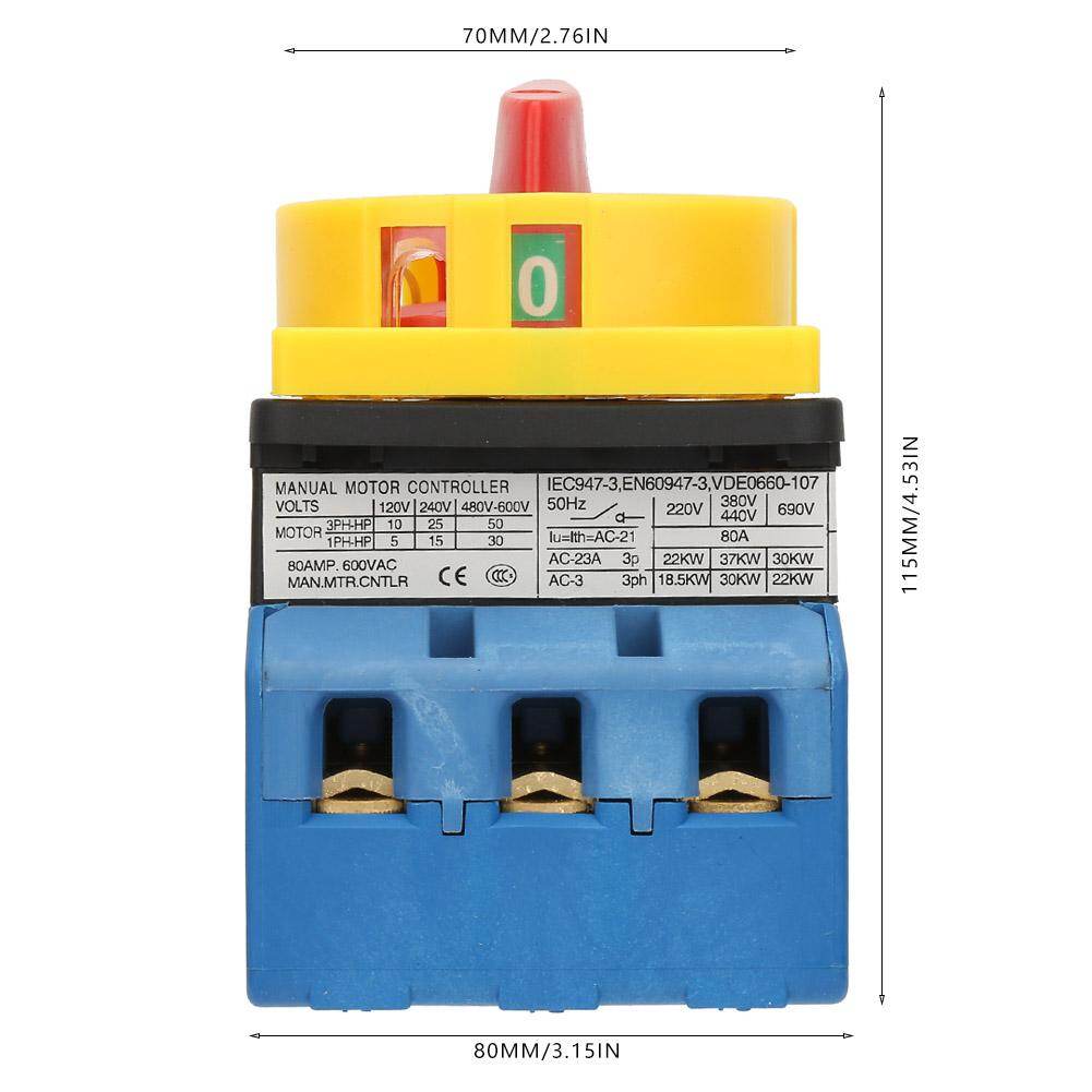 80A/100A Load Circuit Breaker Switch 3-Pole 2-Position Rotary Cam On-Off Power Switch