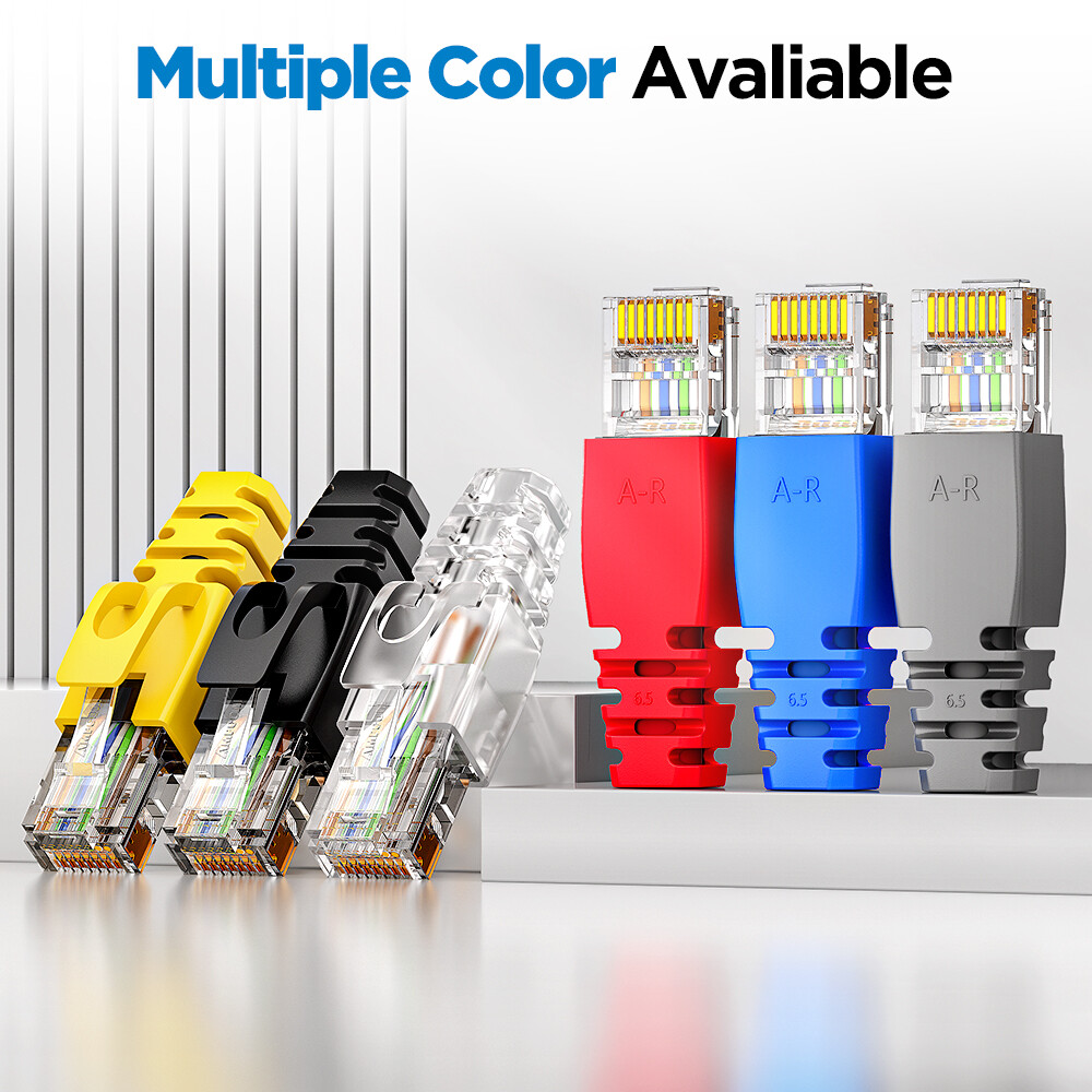 AMPCOM 50PCS RJ45 Ethernet Network Cable Strain Relief Boots Cable Connector Plug Covers for CAT5 CAT5e CAT6