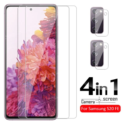4in1 For Smasung S20 FE 2pcs Camera Lens Film+2pcs Screen Protector For Samsung Galaxy S20 Fan Edition FE S20FE S 20 Lite Light 2020 SM-G781B 6.5'' Tempered Glass Film Guard Cover