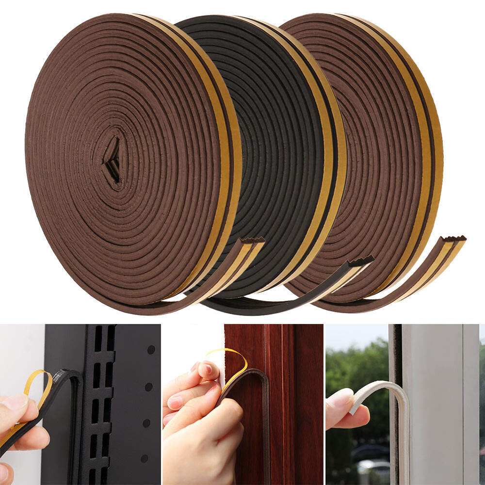 5/10M Self Adhesive Rubber Weather Strips Soundproof Foam Seal Strip Draught Excluder Window Door