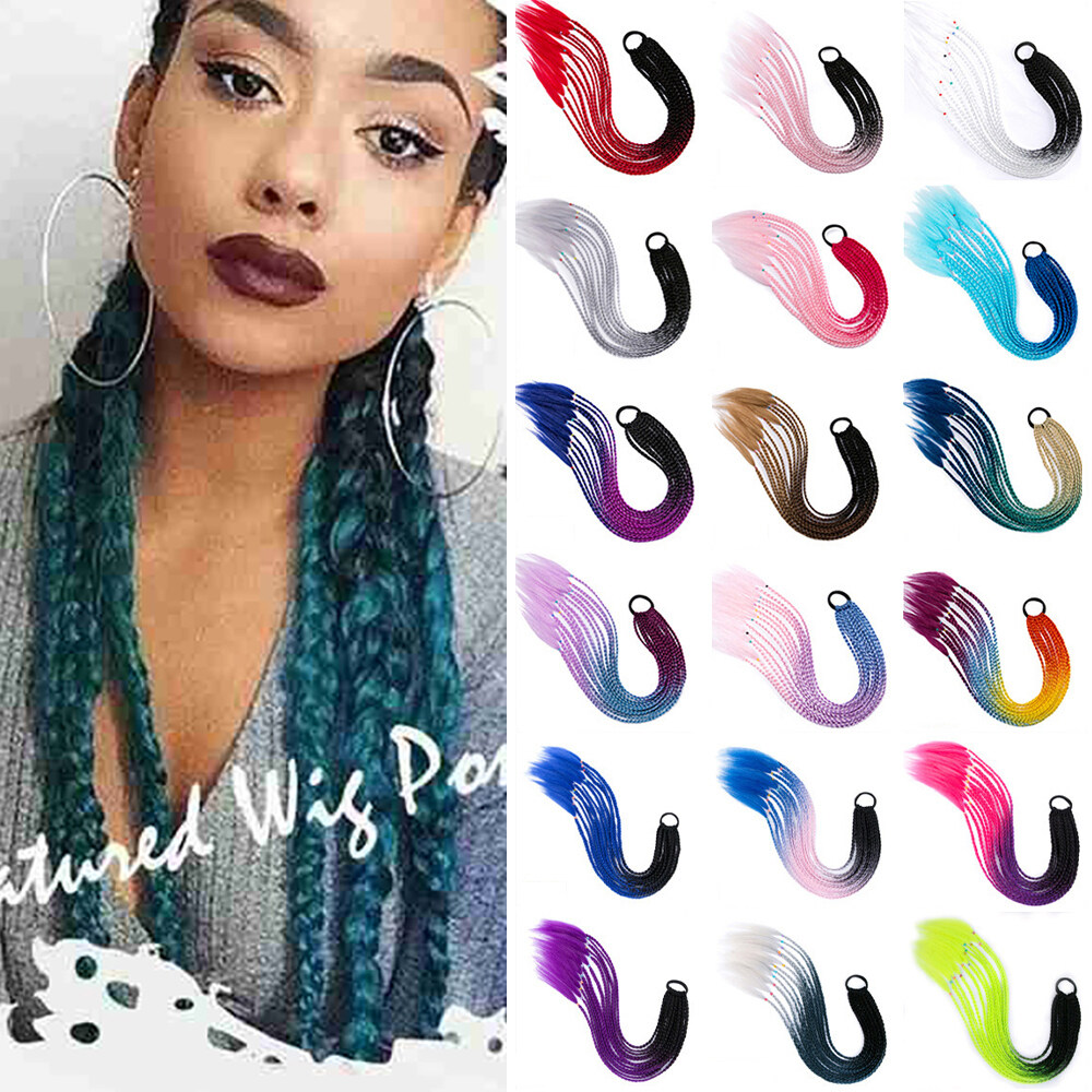 HUAII Thời trang Gradient màu tóc Mũ nón màu Twist Headdress Tóc giả bẩn Mở rộng tóc giả Phụ kiện trang sức tóc Tóc đuôi ngựa bện