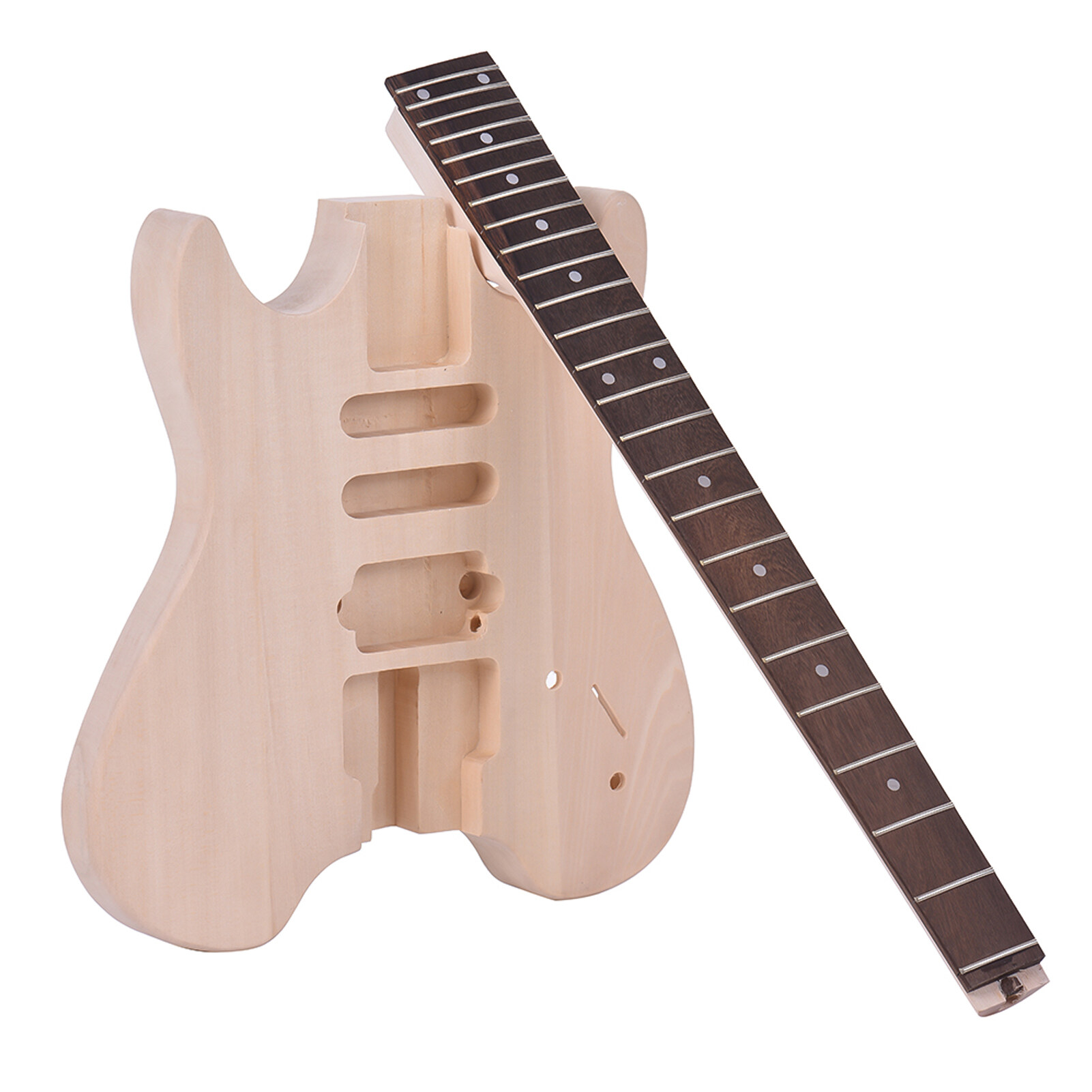 Unfinished DIY Electric Guitar Kit Basswood Body Rosewood Fingerboard