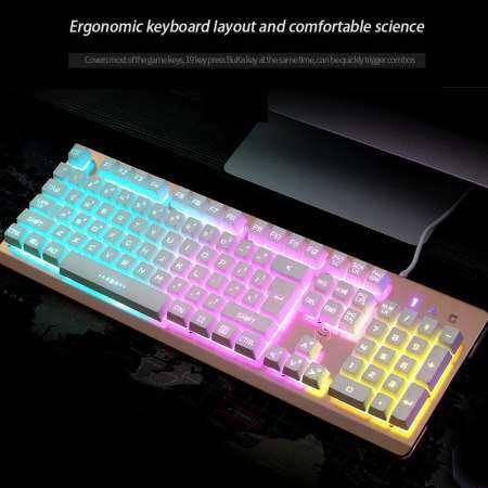 NiceEshop คีย์บอร์ดเล่นเกมกันน้ำ K002 Mechanical คีย์บอร์ดเล่นเกมมีสาย 104 ปุ่มสีสันสดใส