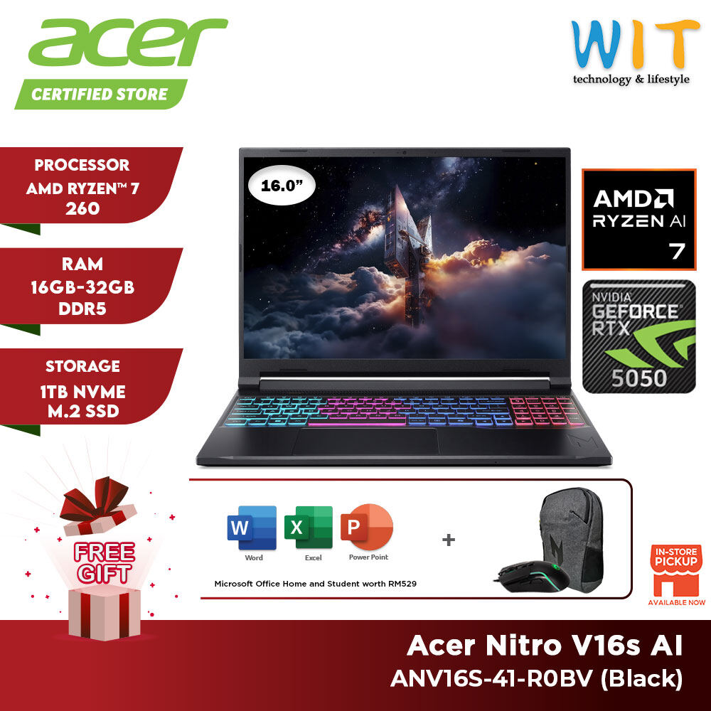 Acer Nitro V16 ANV16-41-R101 (AMD Ryzen 7-8845HS/16GB-32GB RAM
