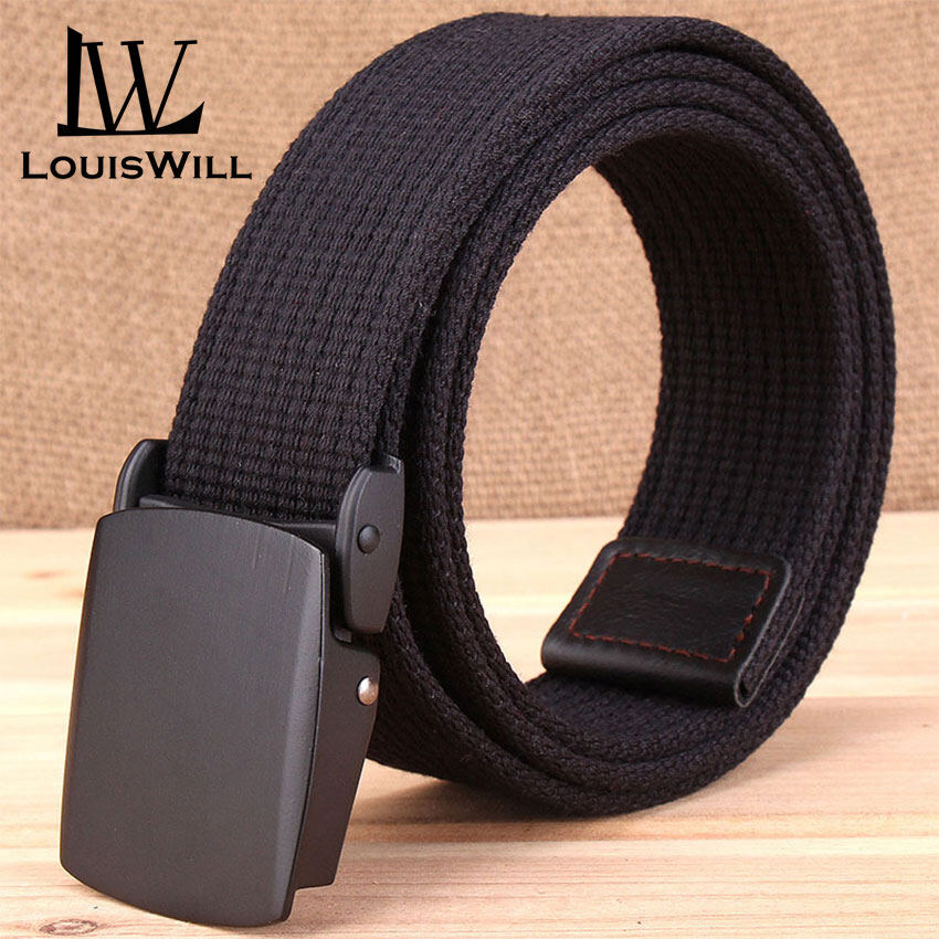 LouisWill Men Belts Casual Canvas Belts Nylon Heavy Duty Fashion Waist Strap High Strength Adjustable Training Belt Accessories with Metal Buckle
