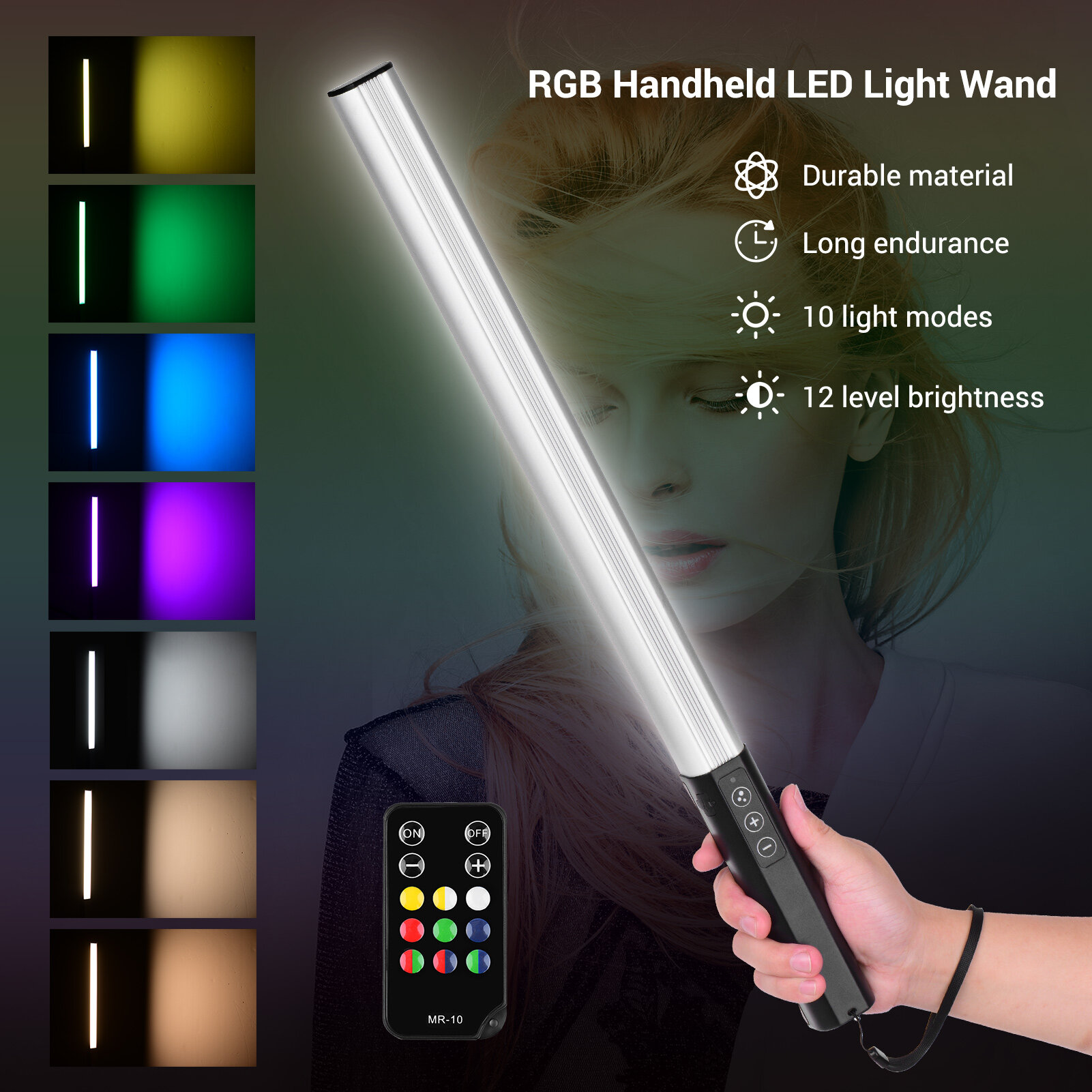 LIYADI RGB Handheld LED Light Wand Rechargeable Photography Light Stick ...