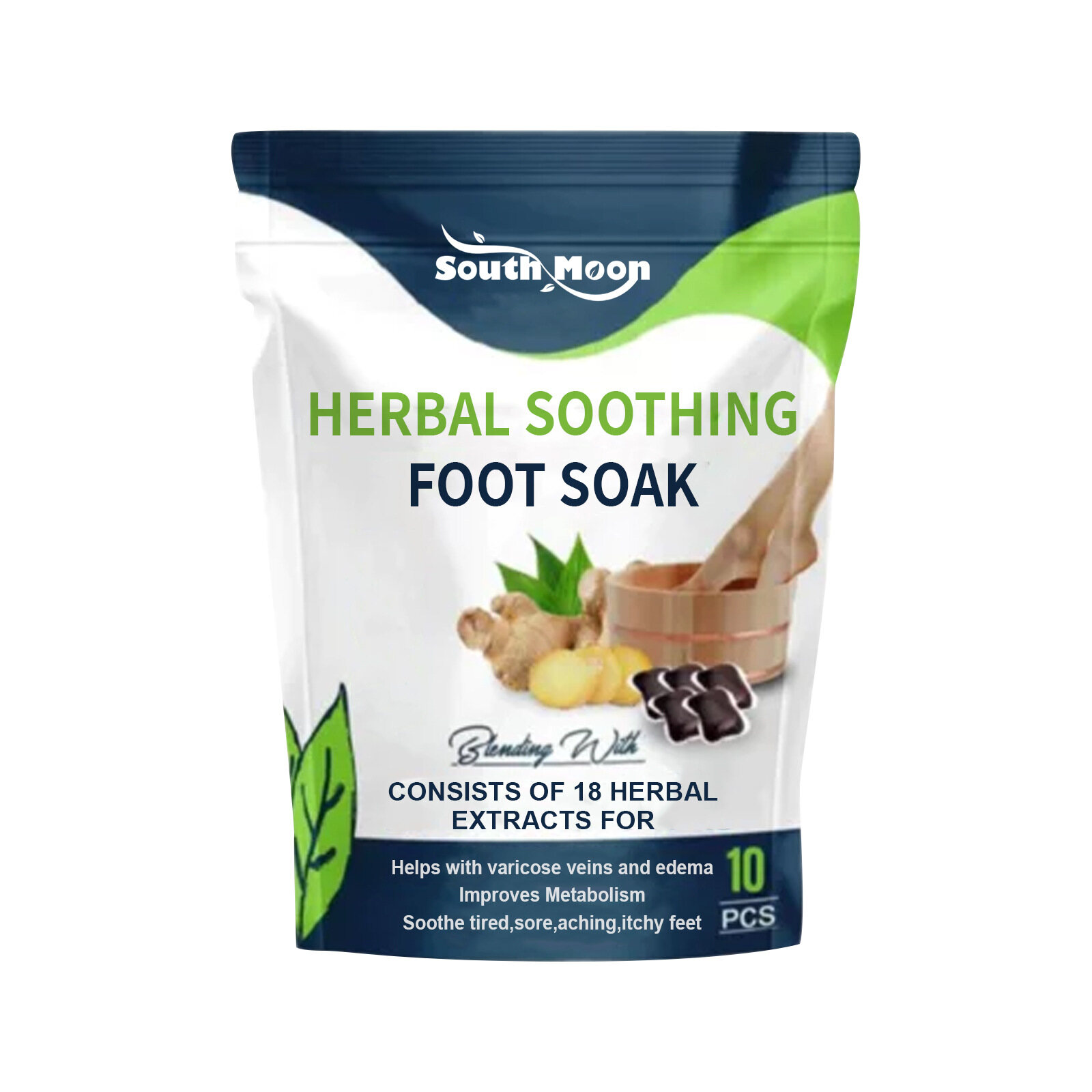 South Moon Herbal Foot Soak Gel Detox Capsule Foot Cleansing Bath Soak Beads Slimming Feet Reflexology Spa Relax Massage Herbal Soothing Relieve Detox Slimming Fatigue Bath Foot Swelling Care Body Shaping