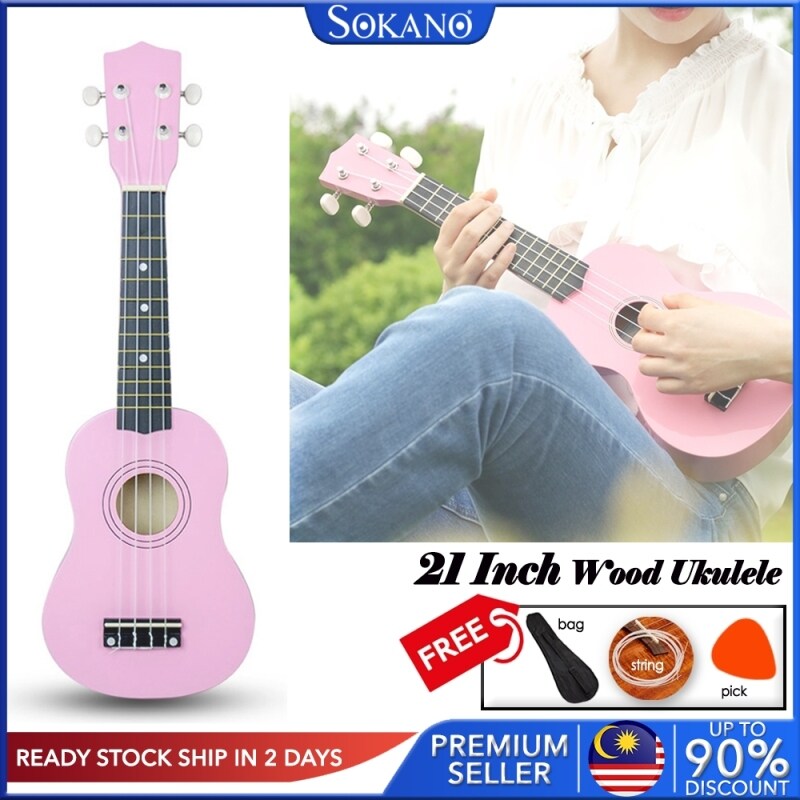 SOKANO 21 inch Wood Ukulele with Bags 21 Inch Rosewood Right Handed Ukulele Music Instrument Small Guitar Natural Wood Set Malaysia