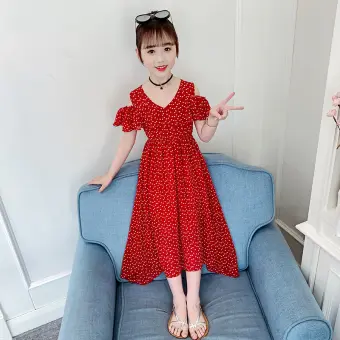 girls red summer dress