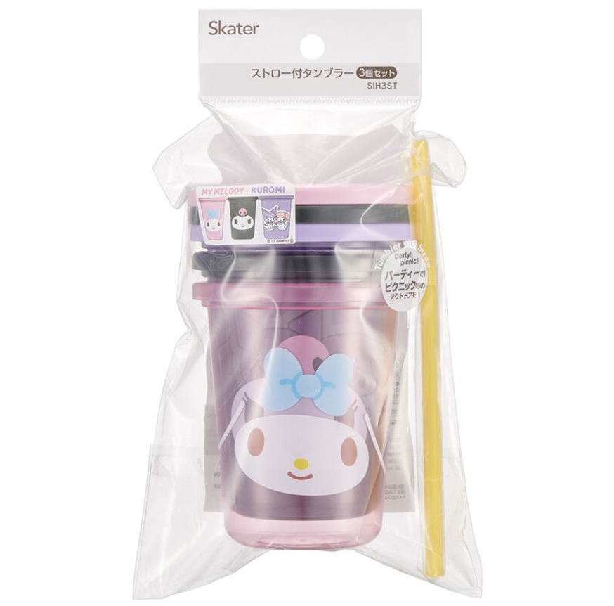 [Trượt băng nghệ thuật] mymelody & Kuromi Bộ ống hút của 3 cốc nhựa sih3st