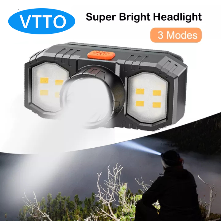 VTTO T6 Super Bright LED Headlamp Portable COB Headlight USB Rechargeable Flashlight Outdoor Fishing Hiking Lamp Head Torch light