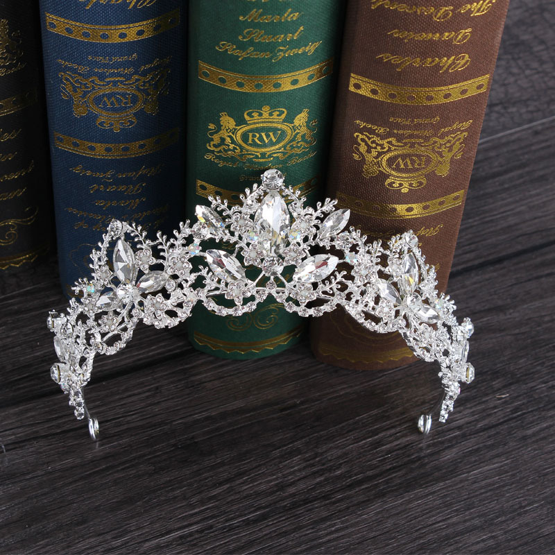 ELF TRIBE Bride Baroque Crown Headpiece Crystal Crown Headband Princess Crown Gold and Silver Wedding Dress Accessories