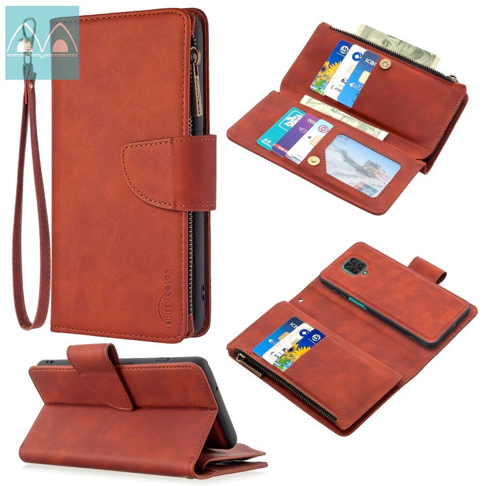Case For Xiaomi Redmi Note 9/Redmi 10X/Redmi Note 9S/Redmi Note 9 Pro/Redmi Note 9 Pro Max Leather Zipper Wallet Case Magnetic Detachable 2 in 1 Back Cover with Stand Card Slots Casing