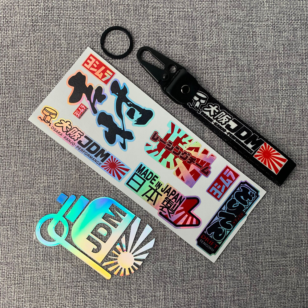 JDM Emblem Trend Logo Sticker Motorcycle and Car Trend Modification Reflective Sticker Waterproof Decal Helmet Decoration