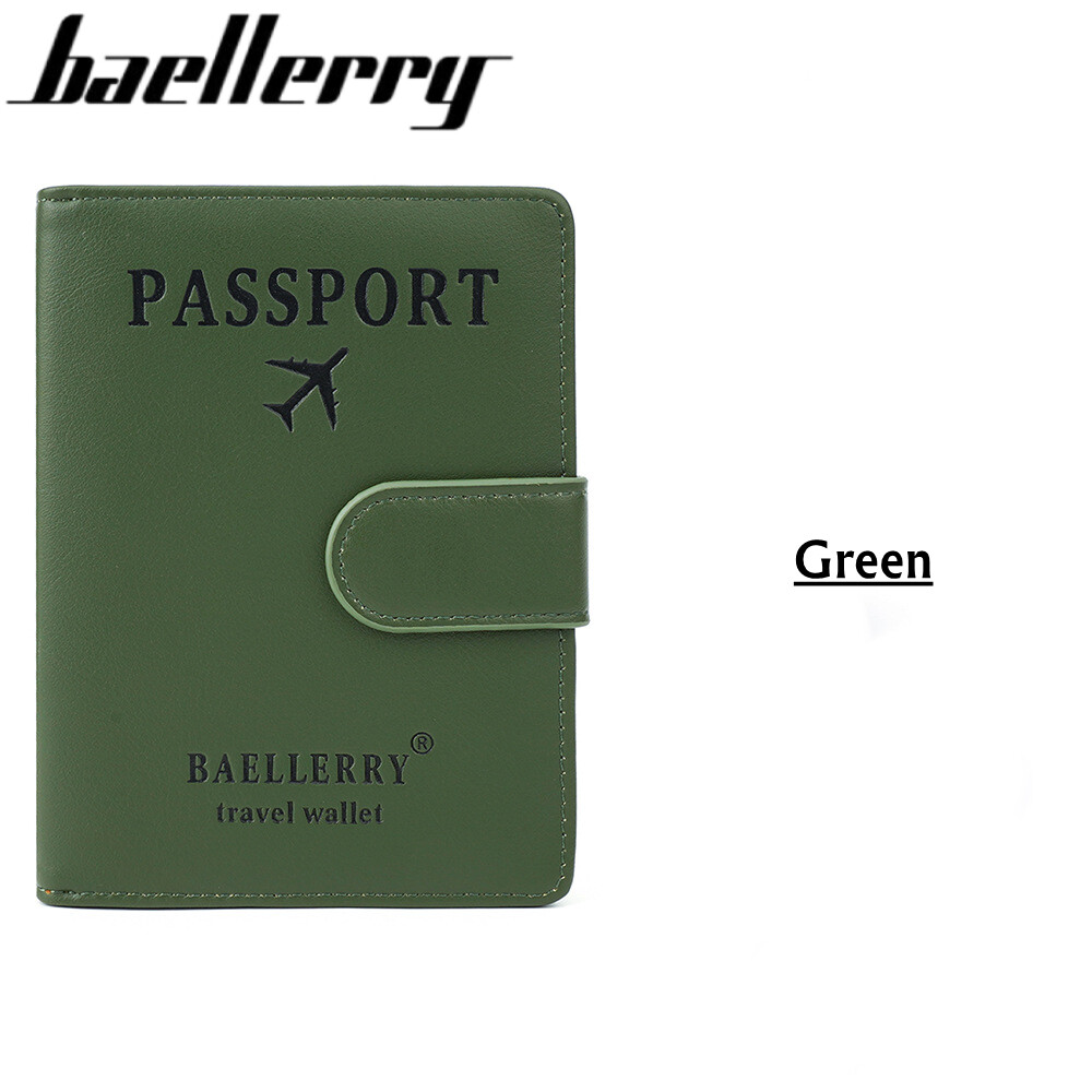 Baellerry 2023 New's Fashion Travel Women Men Buckle Passport Cover Pu Leather ID Credit Card Passport Holder Packet Wallet Purse Bags Pouch