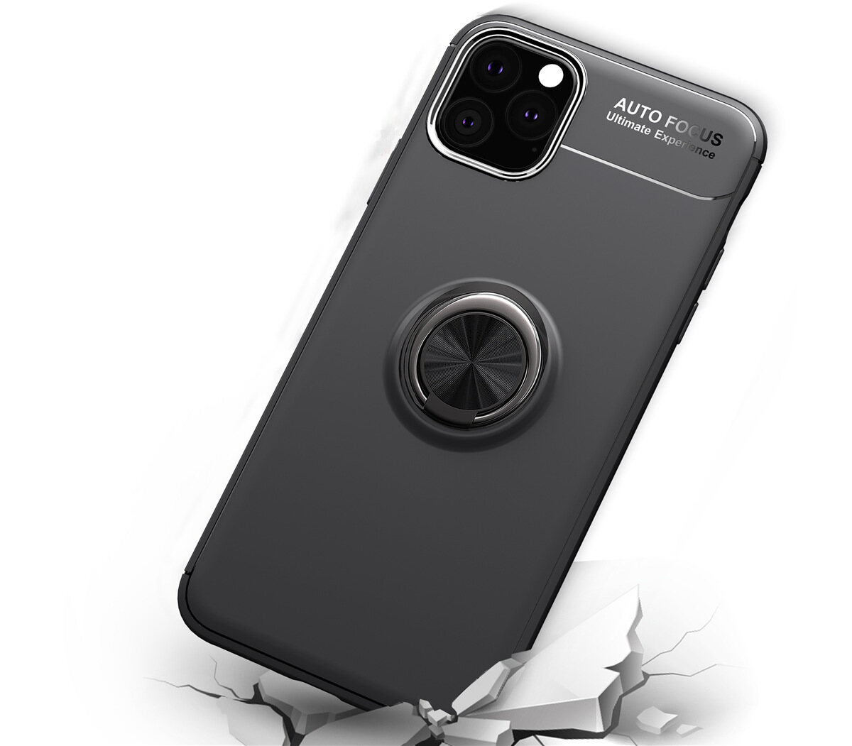 for iPhone 11 Pro Max Case [Metal Ring Buckle] Soft TPU Case Back Cover Shell, with 360° Rotating Ring Holder Kickstand, Can work with Car Mount, Impact Resistant