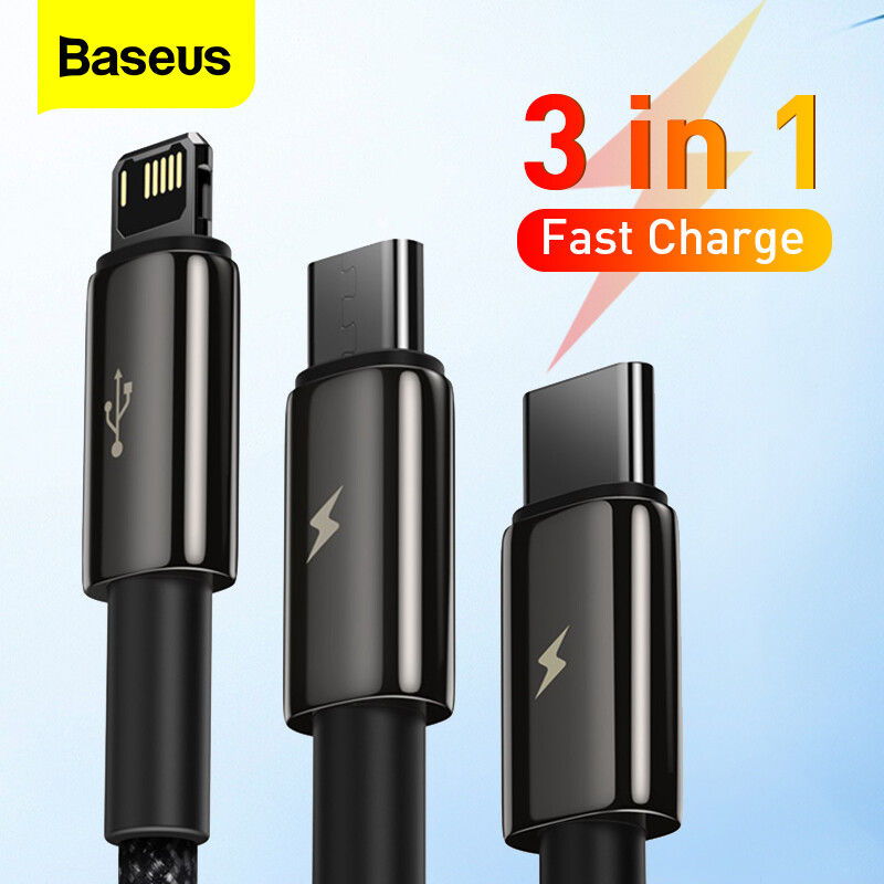 Baseus 3 In 1 USB C Cable charger set For iPhone 13 12 Pro Max Fast Charger For Huawei P40 Pro Xiaomi Samsung S20 Micro Type C USB Cable
