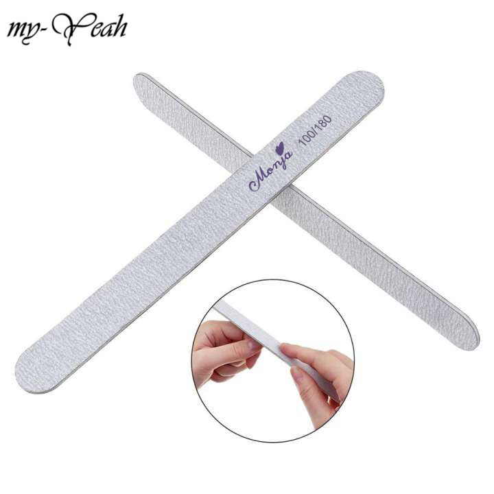 Myyeah Nail Art File 100/180 Fingernail Buffing Polishing Sanding Oval Double Sided Grit Nail Buffer Block Manicure Tool