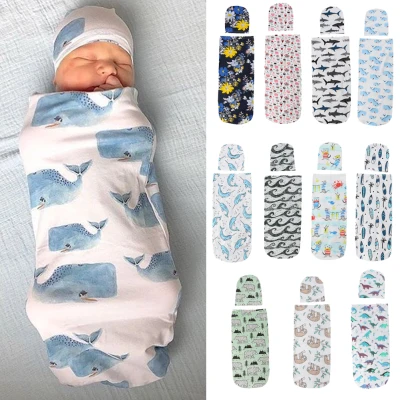 JM888 Newborn Baby Wrap Swaddling Blanket Sleeping Infant Hooded Swaddle Bag Floral