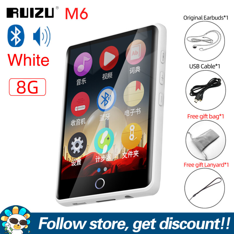 RUIZU M6 Bluetooth MP3 Music Player With Full Touch Screen 8GB 16GB Mini Portable Hifi Lossless MP3 Player With Built in Speaker Walkman Support FM Radio E-book Voice Recording Video Player Pedometer Support Memory Expansion to 128GB