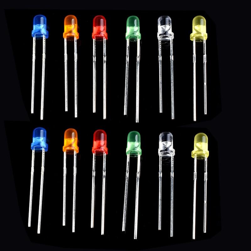 100PCS 3MM 5MM LED Diode Light Assorted Kit, Lamp Emitting Diodes Led Light Electronic Kit Red Orange Yellow Green Blue White