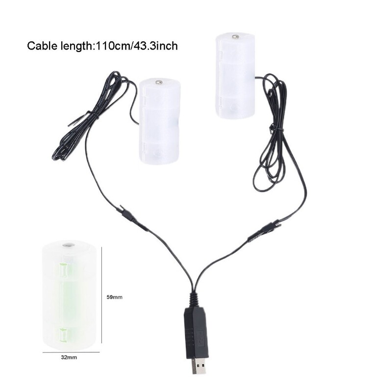 【Hàng mới】 Bộ 1 đến 2 bộ nguồn USB cho pin D thay thế 1-4 chiếc pin 1.5V D