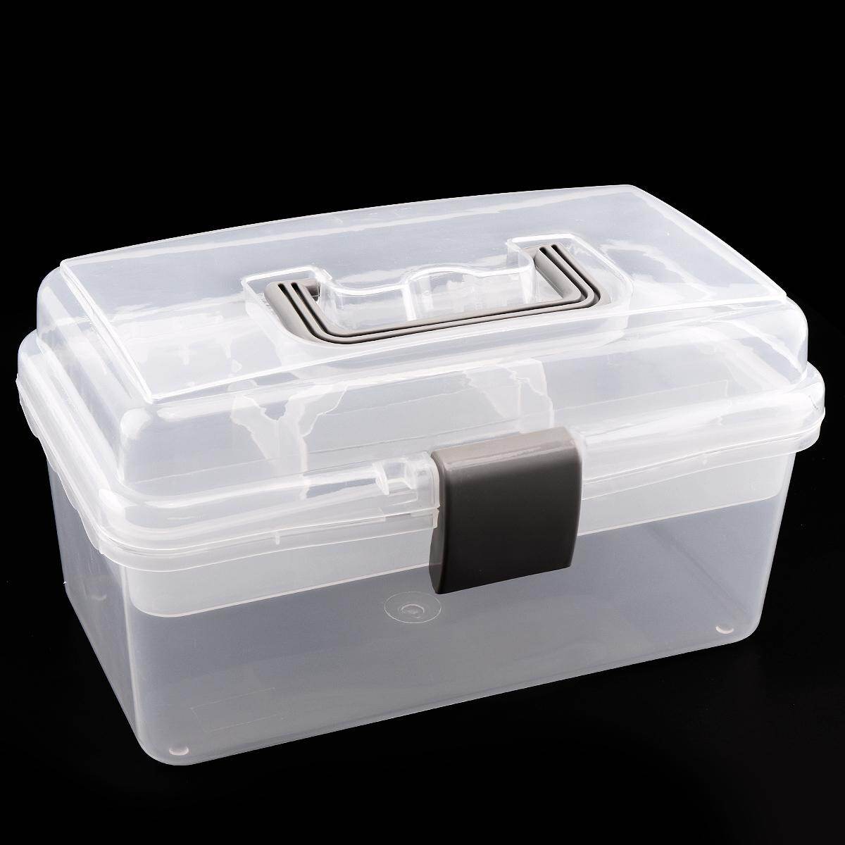 Hộp Đựng Dụng Cụ Hai Lớp Bằng Nhựa Trong Suốt Đa Chức Năng 10 Inch Phụ Kiện Phần Cứng
