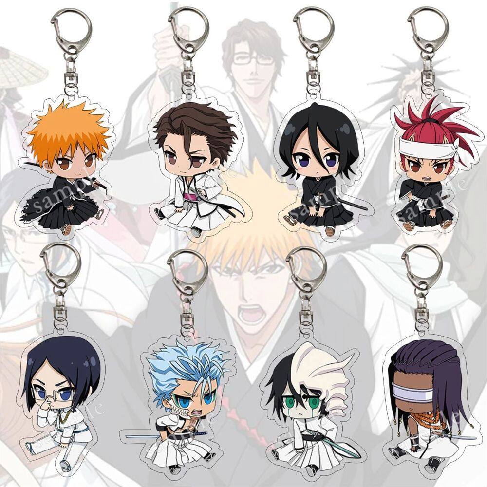 Japan Anime BLEACH White Kurosaki ichigo Acrylic Key Ring Pendant Keychain Gift 