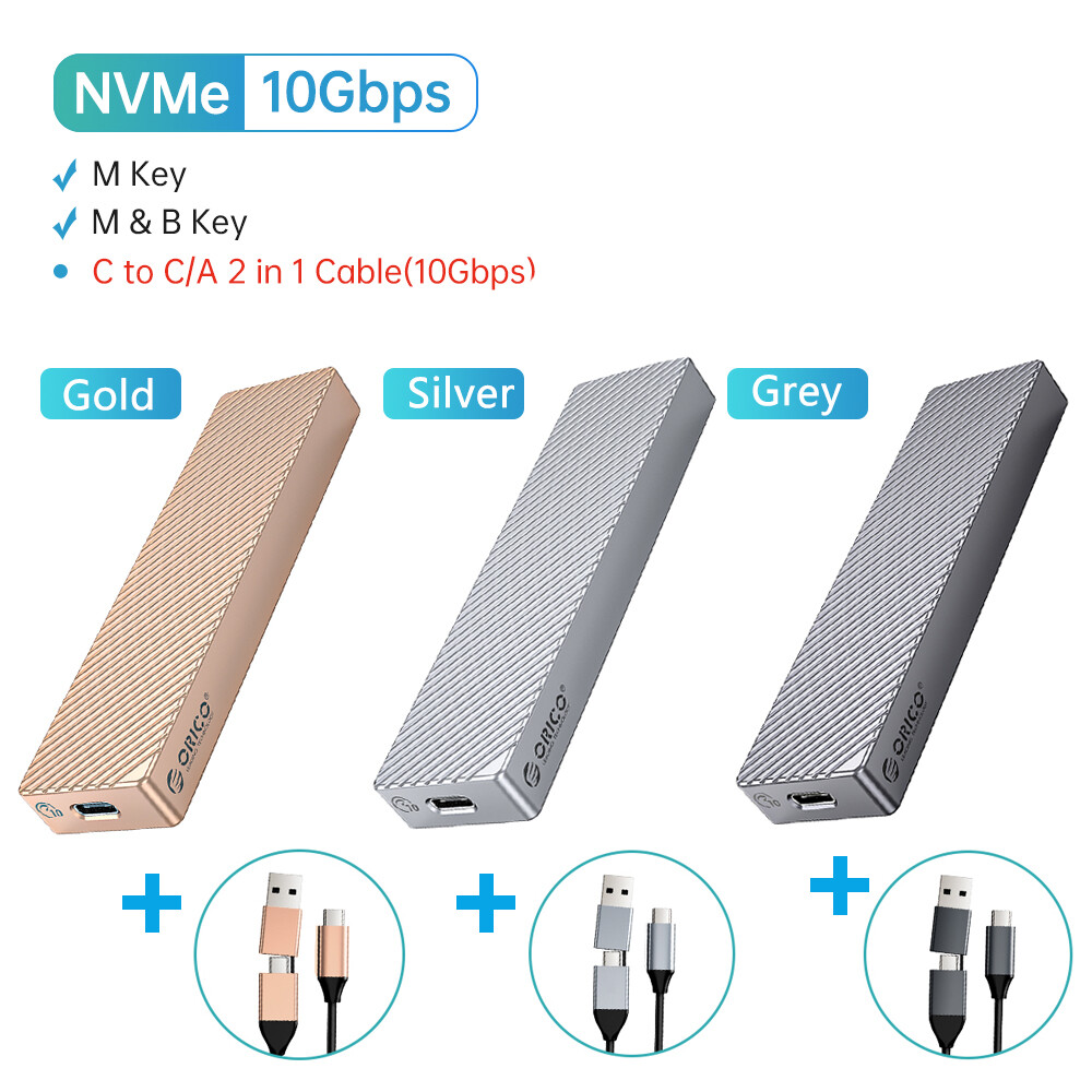 Orico upgraded aluminum m.2 nvme ssd enclosure 10gbps pcie type c m2 ssd case nvme m key solid state drive case support uasp trim
