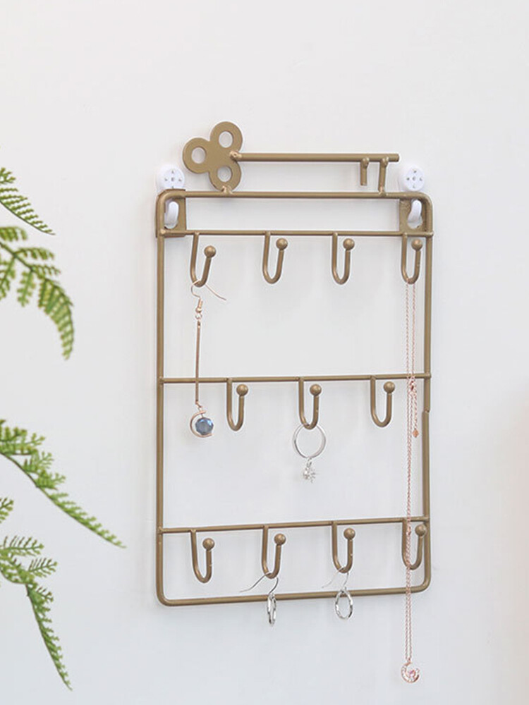 Modern Style Iron Wall Mounted 11 Hangers Hooks Key Holder Coat Hat Storage Rack Practical Cloth / Keys Hooks