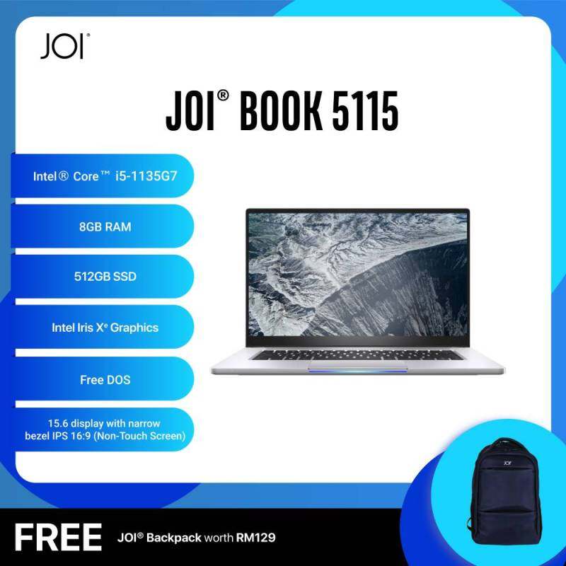 JOI Book 5115 (i5-1135G7/8GB/512GB SSD/15.6/Gray) Free JOI Backpack Malaysia