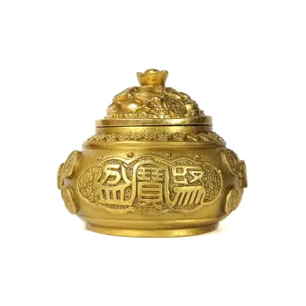 Feng Shui Brass Wealth Pot Treasure Pot Wealth Vase 铜聚宝盆 Lazada